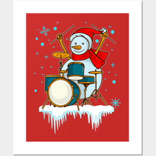 Christmas Snowman Drummer Drums Drumming Percussion Posters and Art